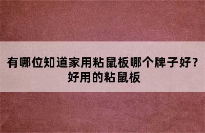 有哪位知道家用粘鼠板哪个牌子好？ 好用的粘鼠板